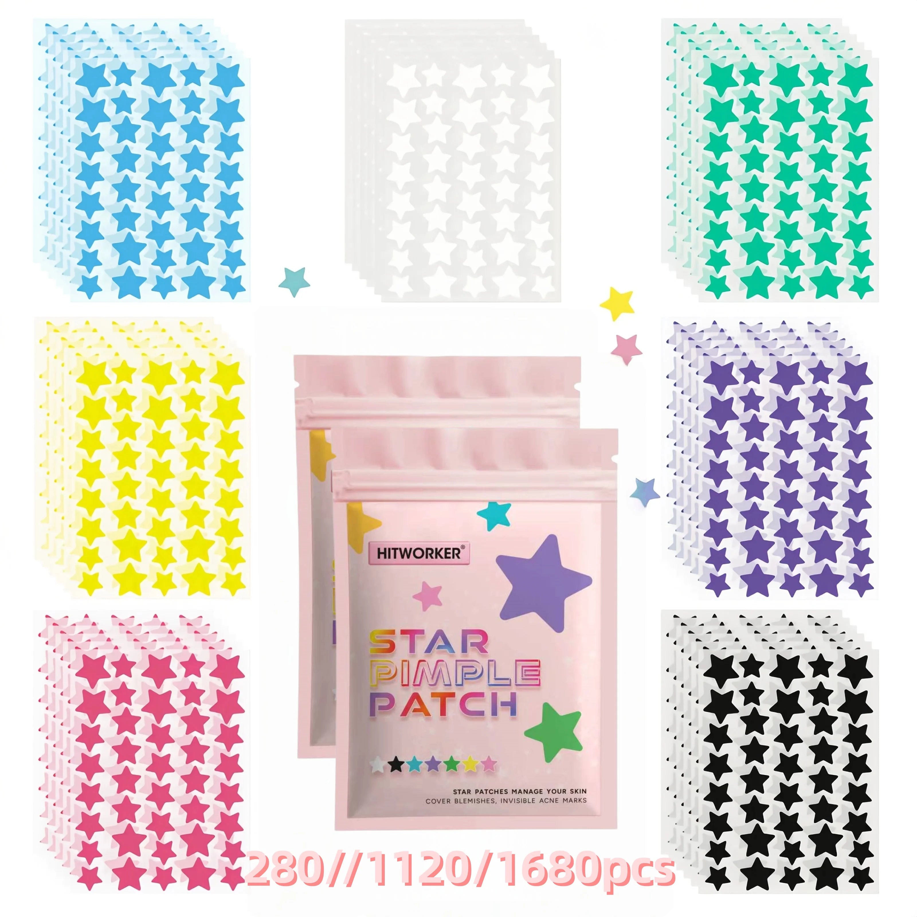 Colorful Star Hydrocolloid Acne Pimple Patches - 1