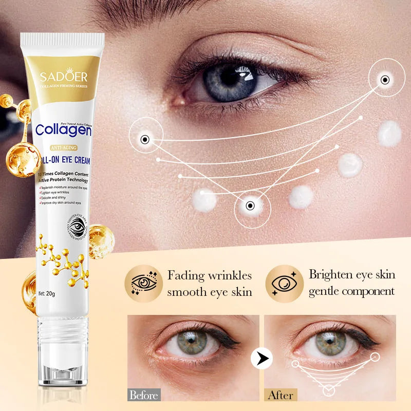 Collagen Roll-On Eye Cream for Dark Circles and Puffiness