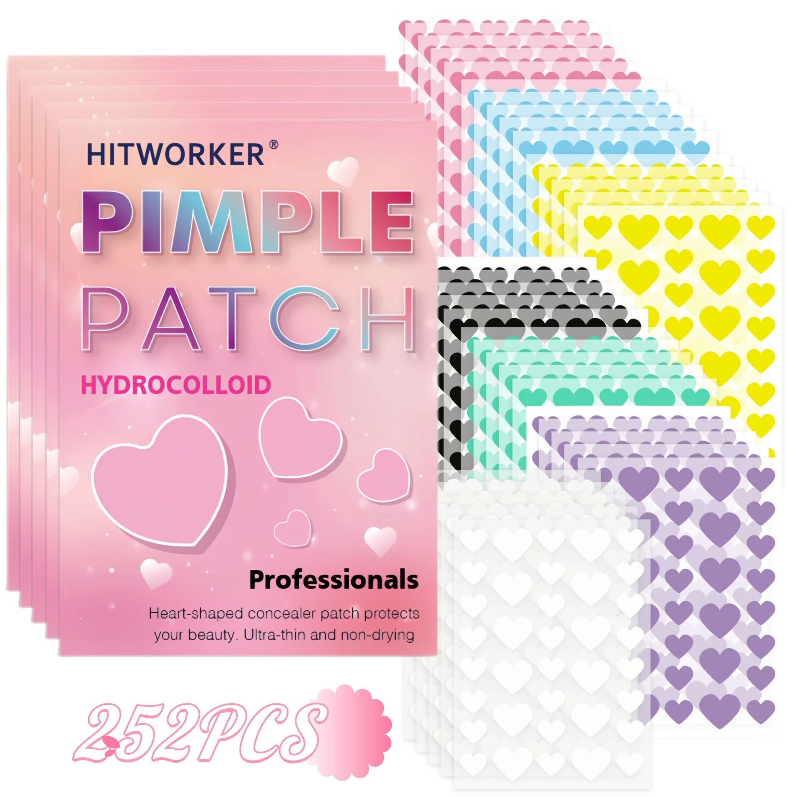 Colorful Heart Hydrocolloid Pimple Patches for Acne Treatment - 12