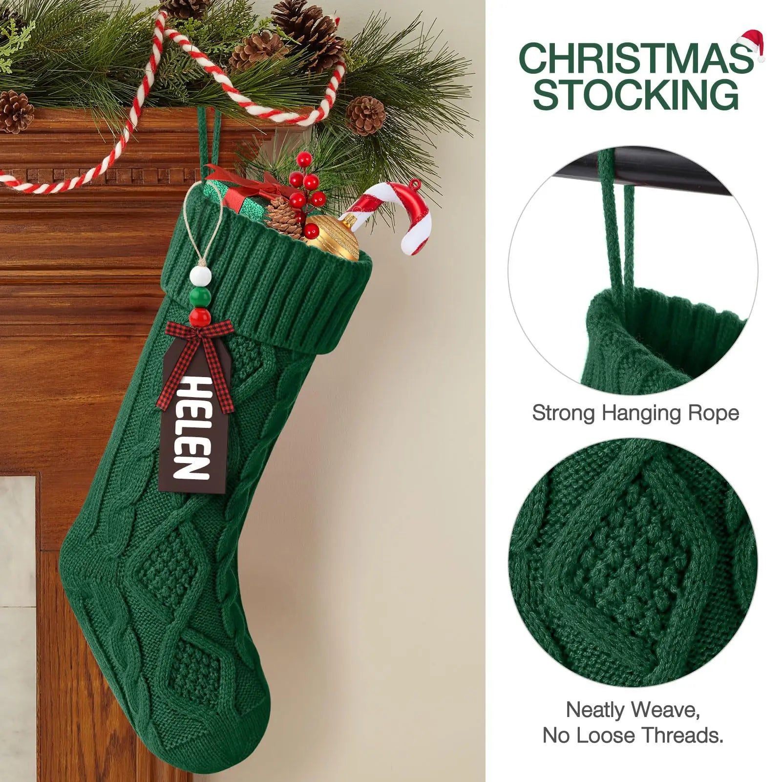 Cable Knit Christmas Stockings for Holiday Decor