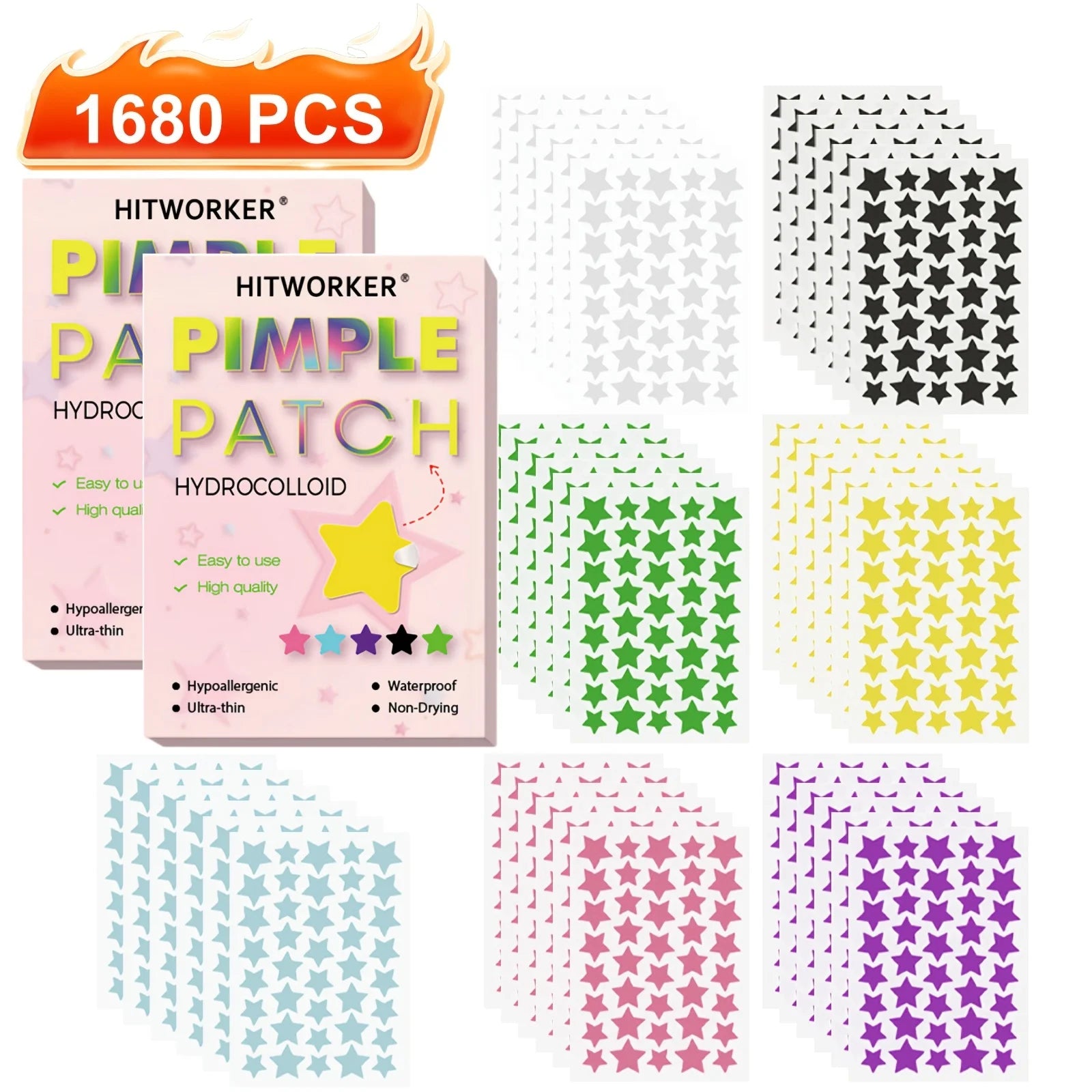 1680-Piece Hydrocolloid Star Acne Pimple Patches