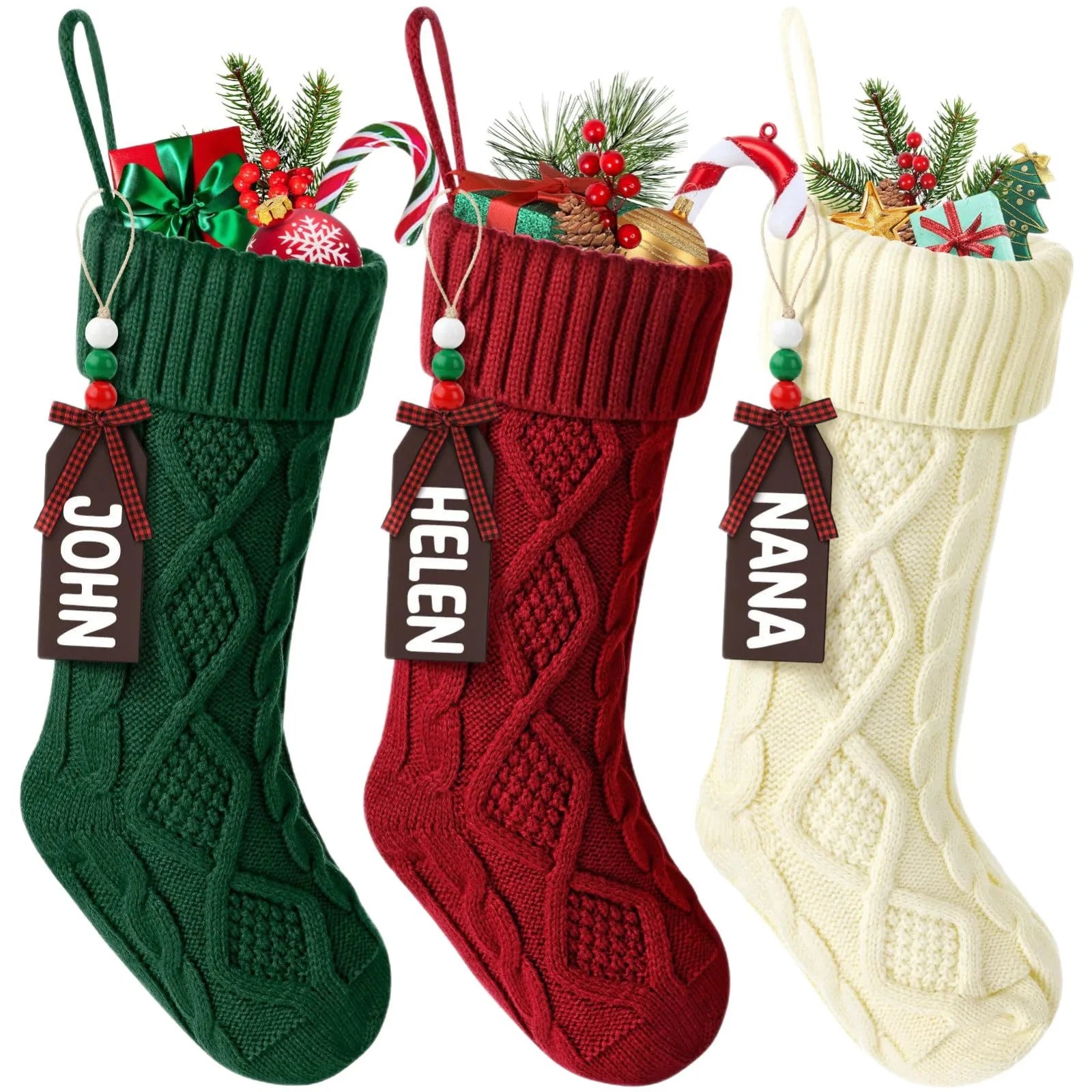 Cable Knit Christmas Stockings for Holiday Decor - 4