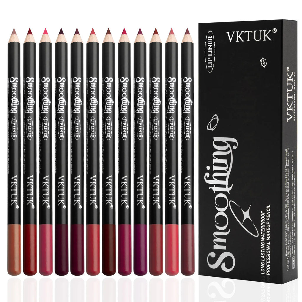 12-Piece Waterproof Matte Lip Liner Pencil Set