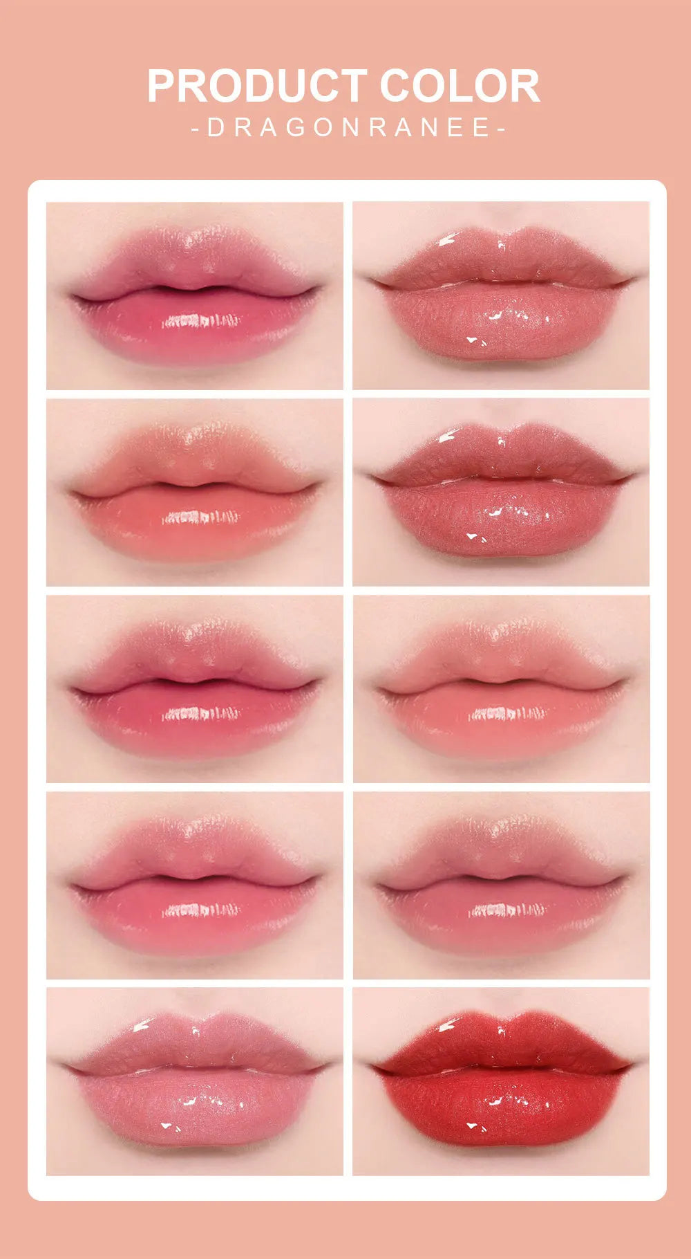 10-Piece Waterproof Moisturizing Lip Gloss Set
