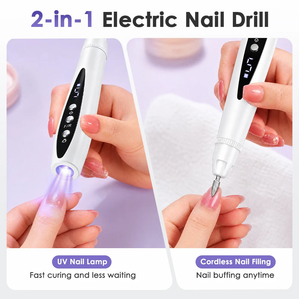 2-in-1 Cordless Electric Nail Drill and UV Gel Dryer