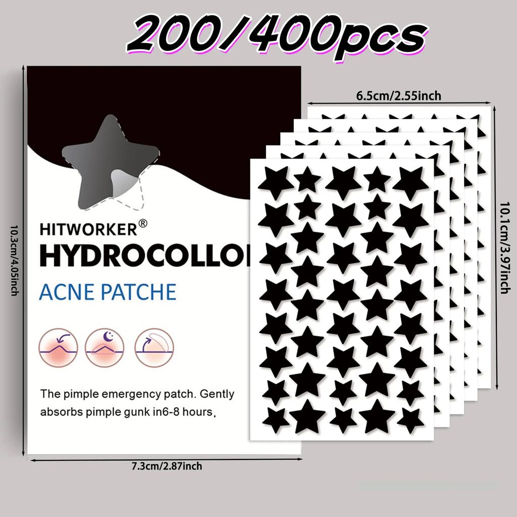 Star-Shaped Hydrocolloid Acne Patches for Fast Blemish Healing