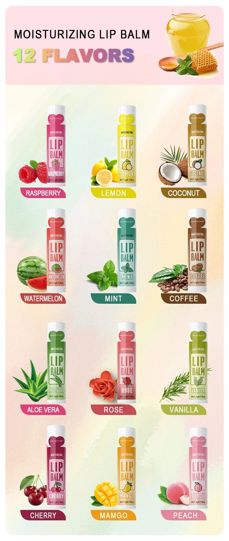 12-Piece Fruity Moisturizing Lip Balm Set - 10