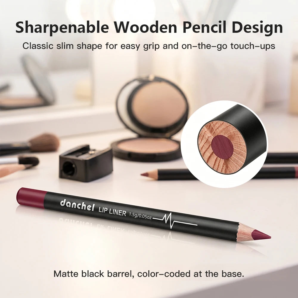12-Piece Waterproof Long-Lasting Lip Liner Pencil Set