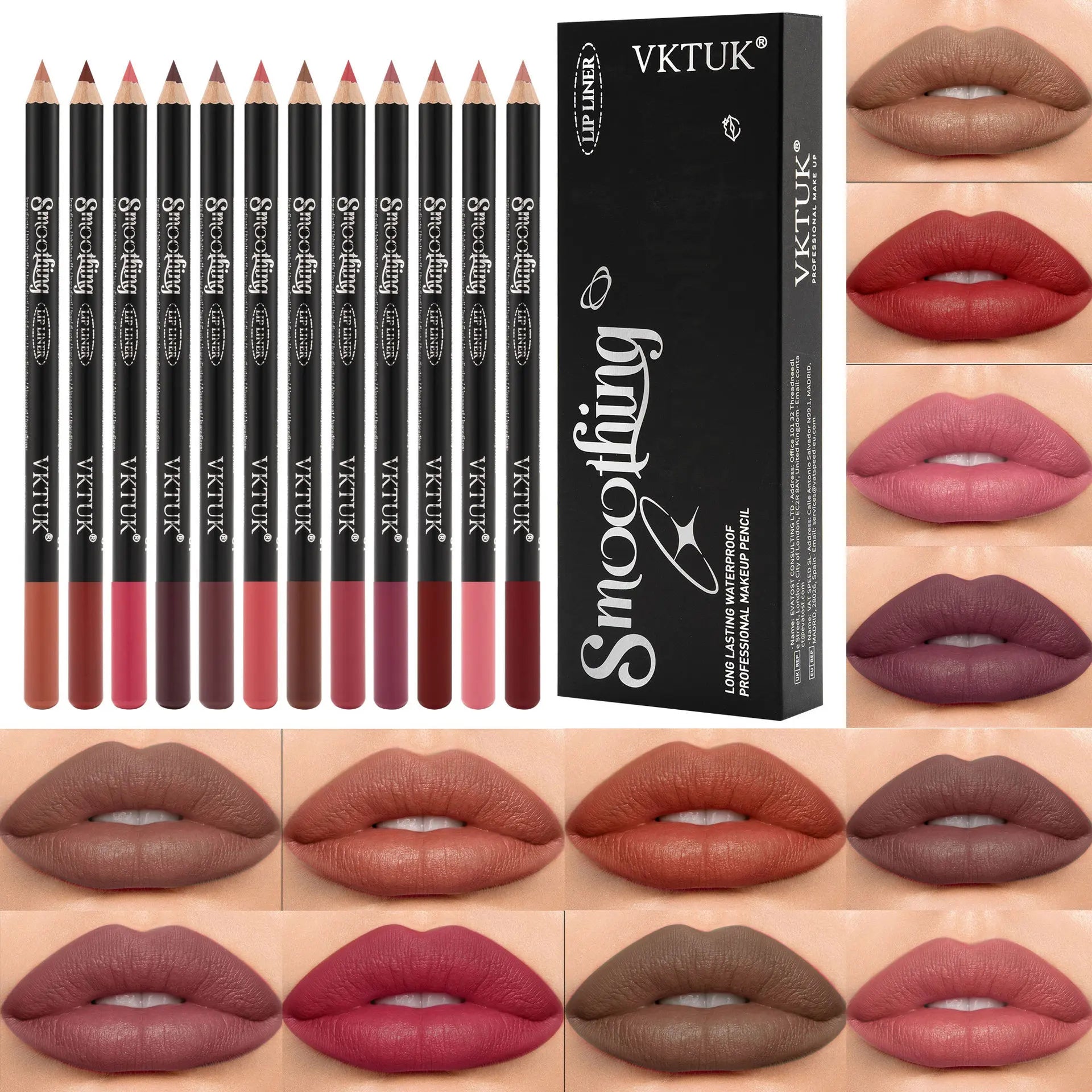 12-Piece Waterproof Matte Lip Liner Pencil Set - 1