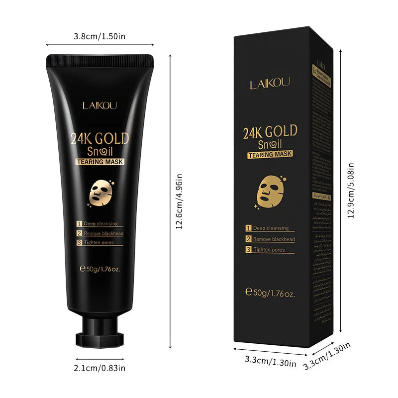 24K Gold Snail Collagen Peel-Off Face Mask for Deep Pore Cleansing
