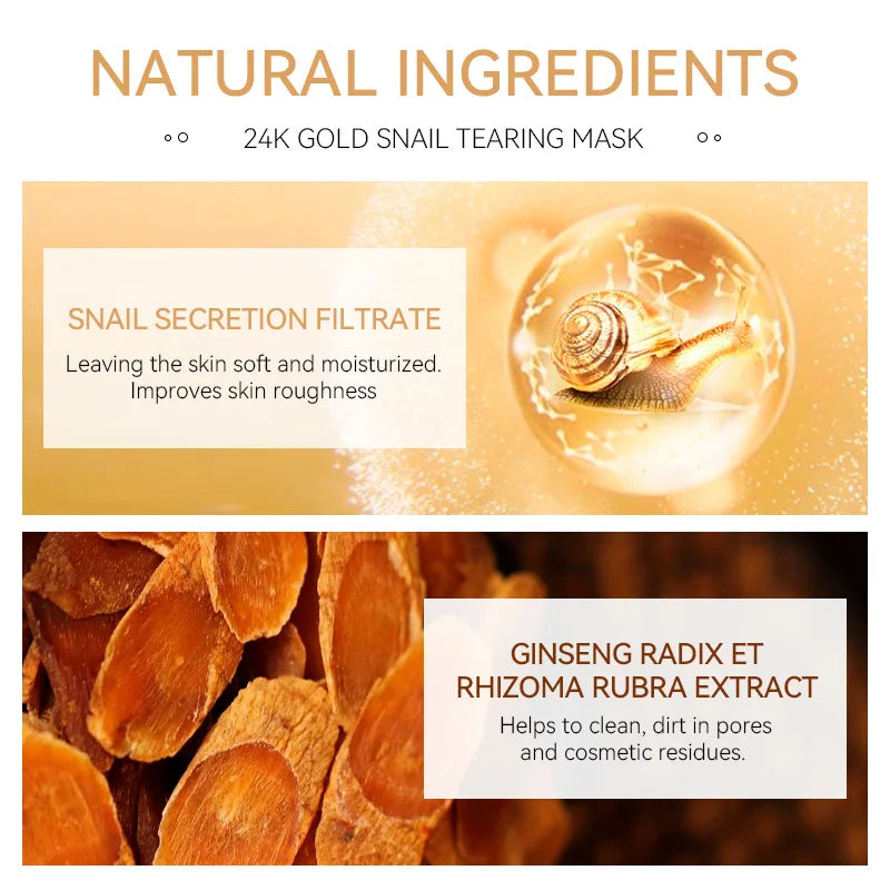24K Gold Snail Collagen Peel-Off Face Mask for Deep Pore Cleansing