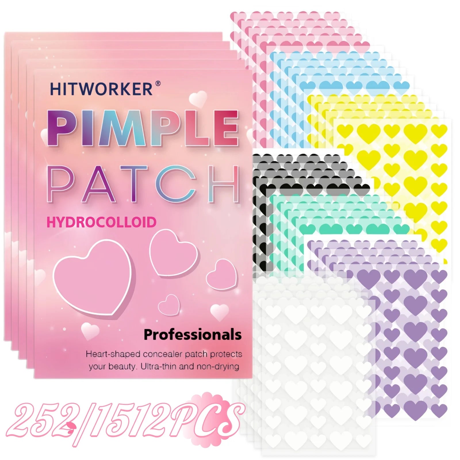 Colorful Heart Hydrocolloid Pimple Patches for Acne Treatment - 1