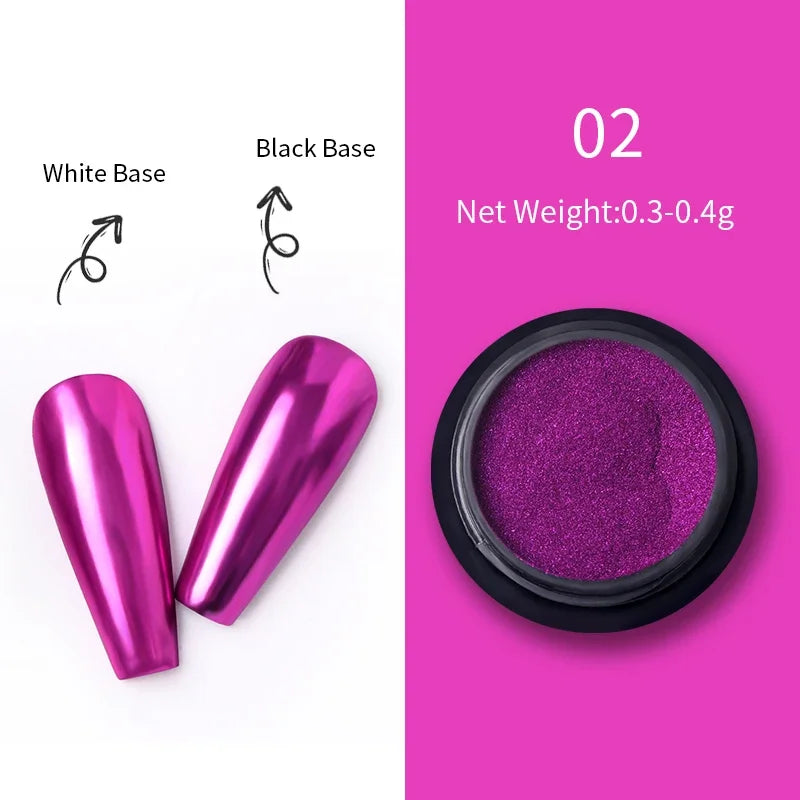 Metallic Mirror Effect Nail Glitter Chrome Powder - 16