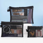3-Piece Mesh Travel Toiletry and Makeup Organizer Set