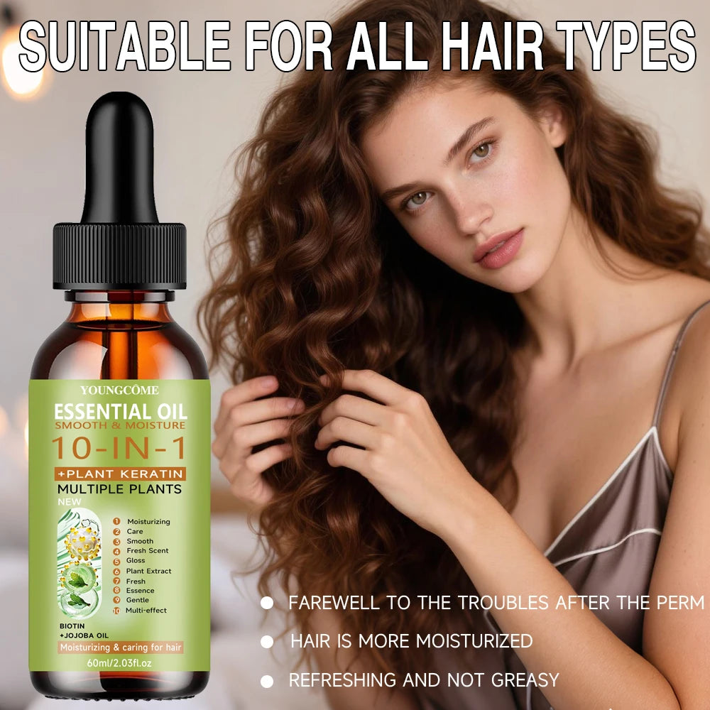 10-in-1 Hydrating Hair Essence Oil for Smooth Shine - 9