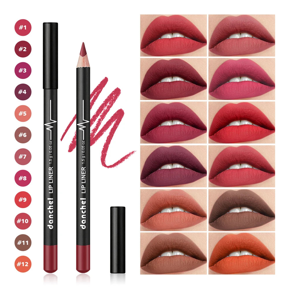 12-Piece Waterproof Long-Lasting Lip Liner Pencil Set