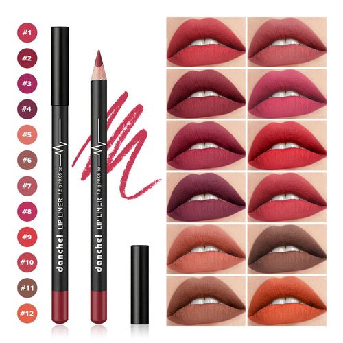 12-Piece Waterproof Long-Lasting Lip Liner Pencil Set
