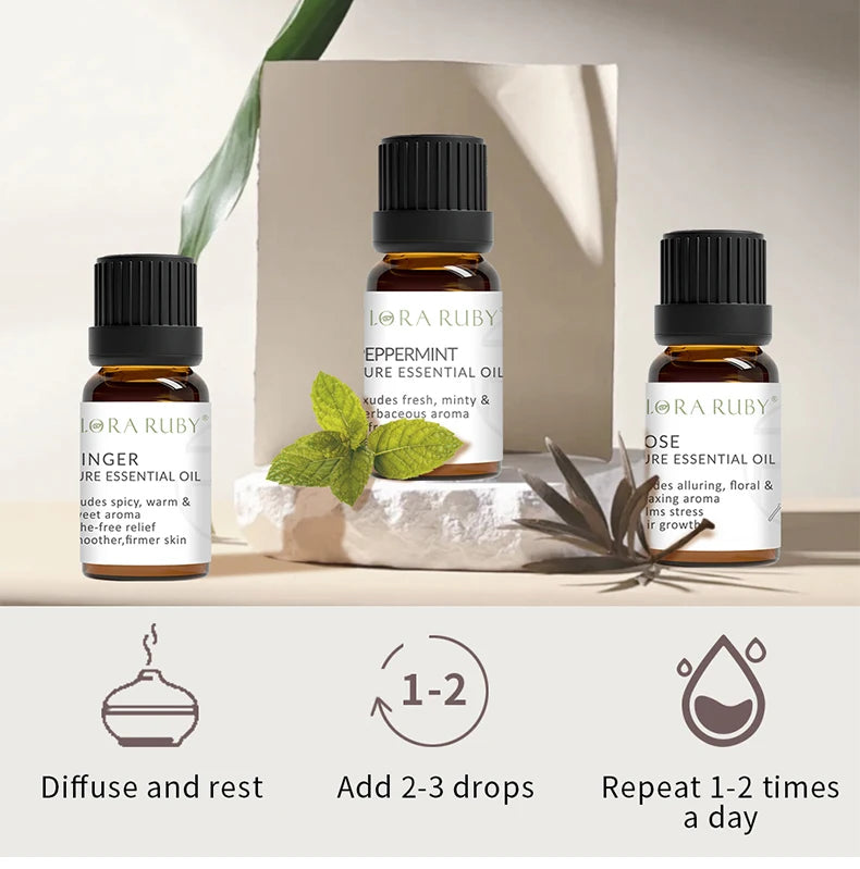 Pure Organic Plant Essential Oil Set for Aromatherapy and Diffusers