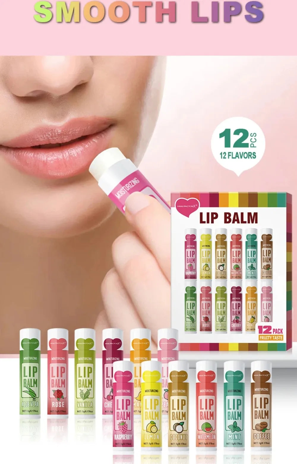 12-Piece Fruity Moisturizing Lip Balm Set - 5