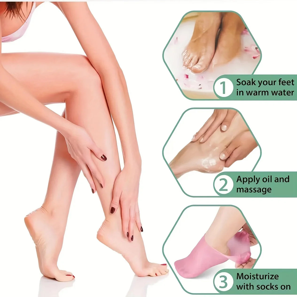 Moisturizing Silicone Gel Socks for Dry Cracked Feet - 12