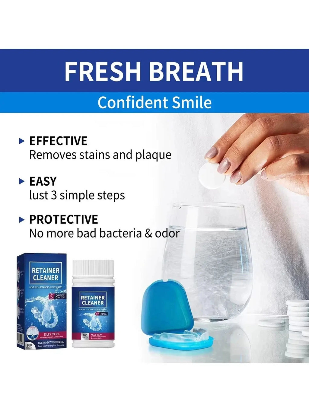Denture and Retainer Cleaning Tablets (100 Count)