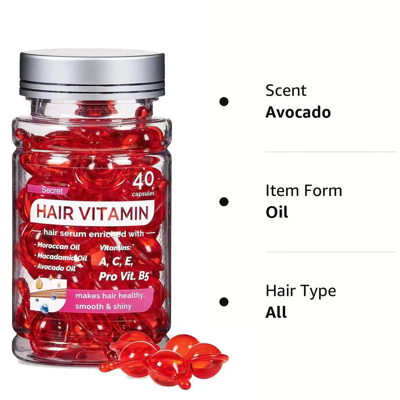 Avocado & Argan Oil Hair Vitamin Serum Capsules - 14