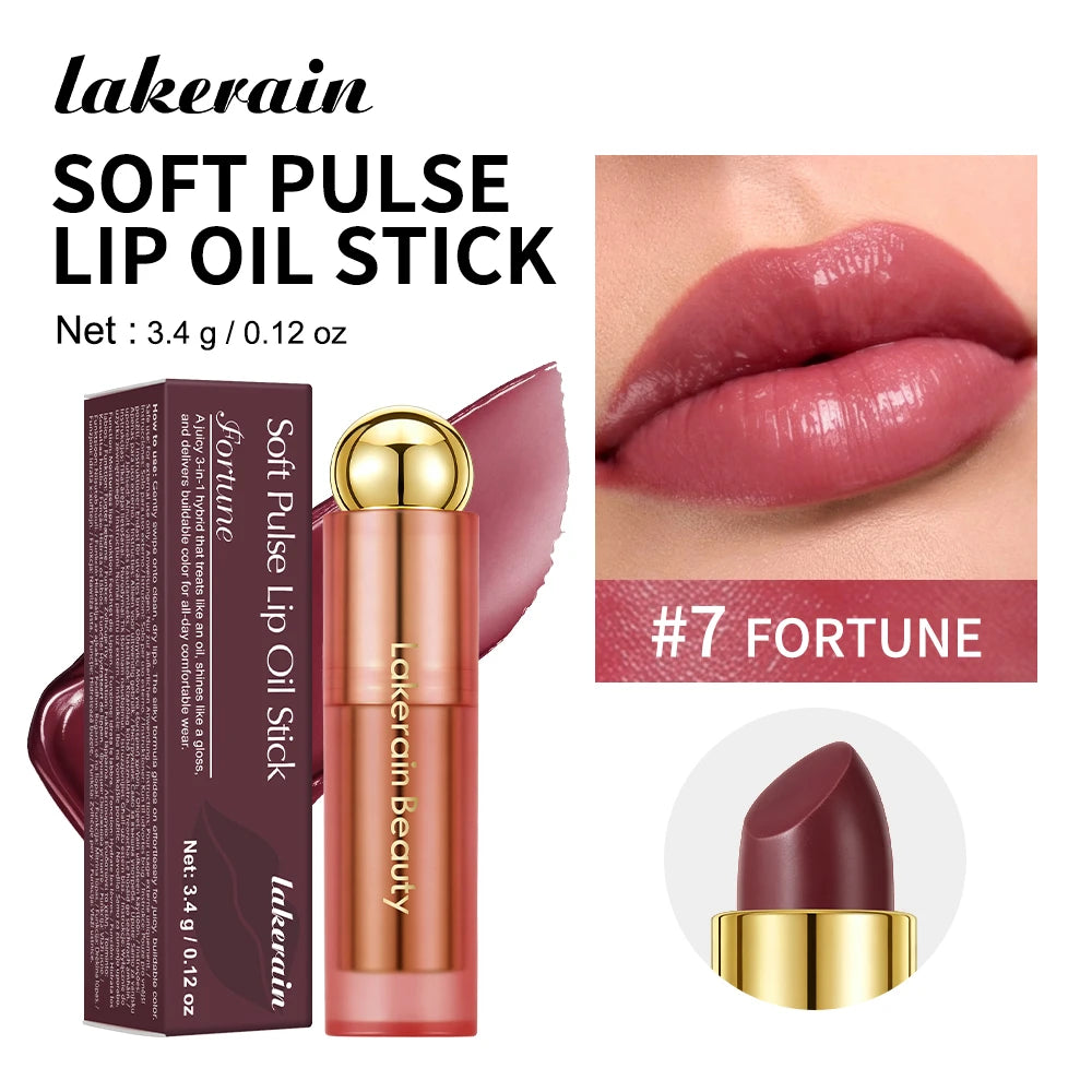 3-in-1 Tinted Moisturizing Lip Oil Stick for Glossy Plump Lips