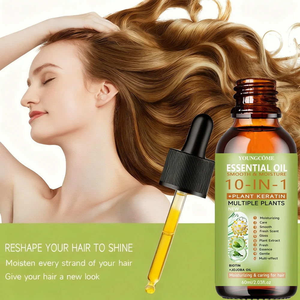 10-in-1 Hydrating Hair Essence Oil for Smooth Shine